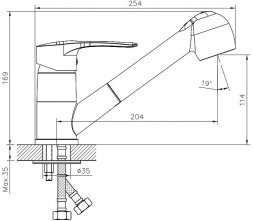 Смеситель для кухни Decoroom DR70023 одноручный с вытяжным изливом, хром