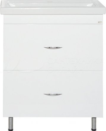 Тумба Фостер-60 напольная с 2 ящ. белая с раков. меб. Фостер 60 см