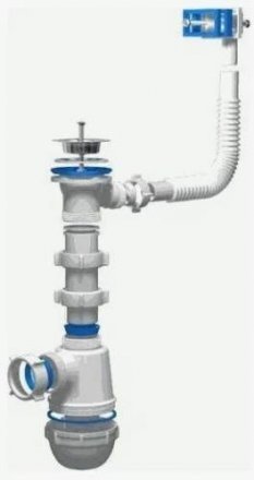 Сифон 1 1/2х40 Грот с переливом(квадрат)мойки, жесткий А0140 АНИ