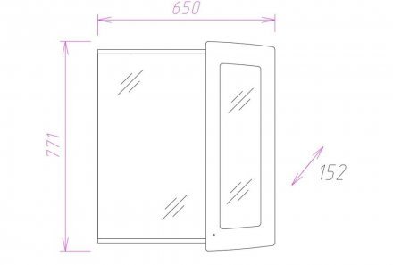 Шкаф-зеркало Onika ВАЛЕНСИЯ 65.01 правый